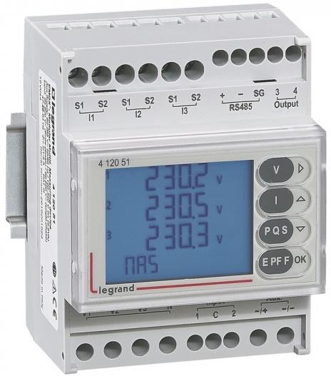 Мрежов анализатор за ИНДИРЕКТНО мерене на ел. енергия EMDX3, Modbus, 4 тарифи, за DIN монтаж 4 мод, MID Legrand