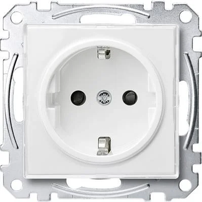 Контакт шуко с лицев панел и Д.З. цвят Активно бял System M Merten SE