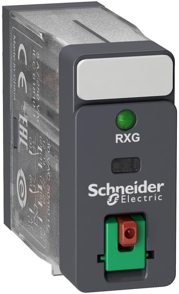 Реле интерфейсно RXG 220 VAC, 5A, 2 превключващ контакт, LED, монтаж в цокъл SE