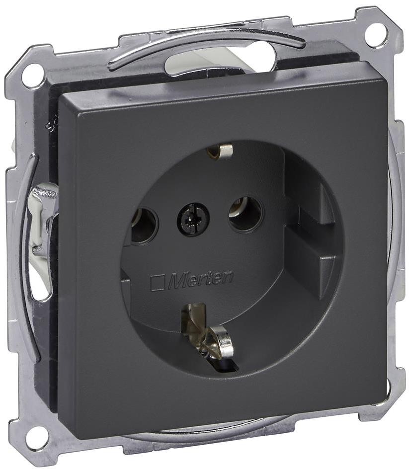 Контакт шуко с лицев панел и Д.З. цвят Антрацит System M Merten SE