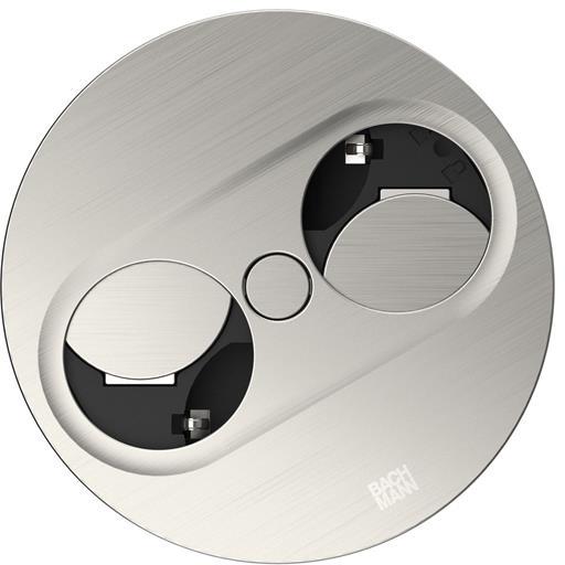 Модул TWIST 2 КРЪГЪЛ с 2х Шуко, с кабел 2м, цвят Инокс, Bachmann