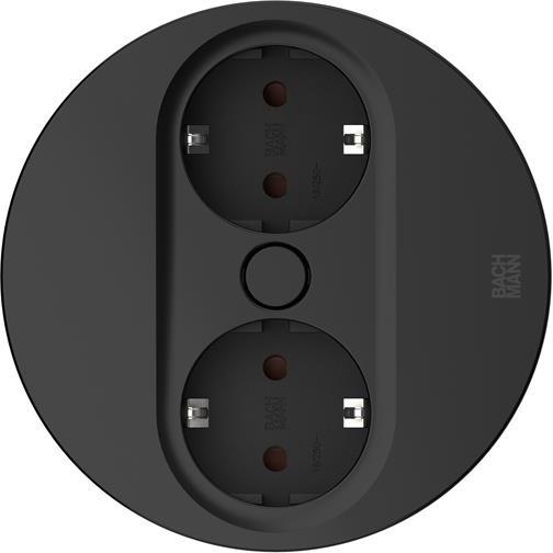 Модул TWIST 2 КРЪГЪЛ с 2х Шуко, с кабел 2м, цвят Черен, Bachmann