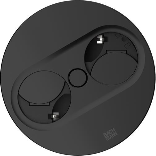 Модул TWIST 2 КРЪГЪЛ с 2х Шуко, с кабел 2м, цвят Черен, Bachmann