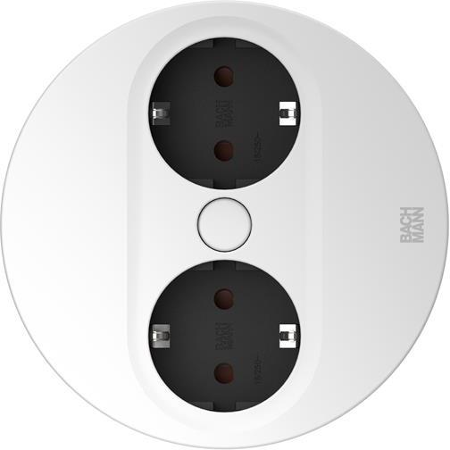 Модул TWIST 2 КРЪГЪЛ с 2х Шуко, с кабел 2м, цвят Бял, Bachmann