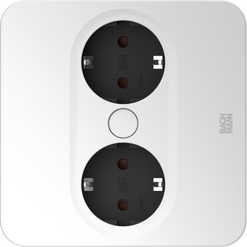 Модул TWIST 2 КВАДРАТЕН с 2х Шуко, с кабел 2м, цвят Бял, Bachmann