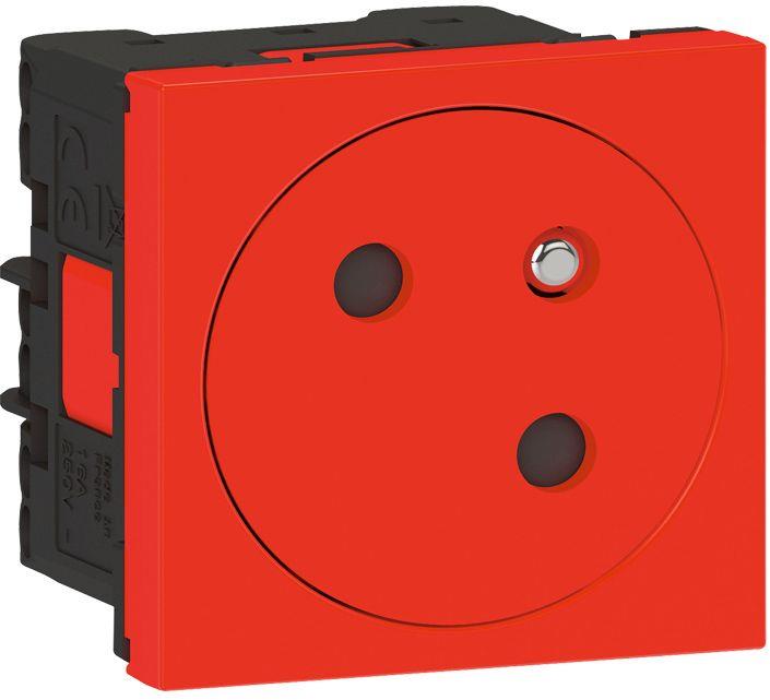 Контакт ФРЕНСКИ стандарт 45° плосък 2 мод. цвят червен Mosaic Legrand