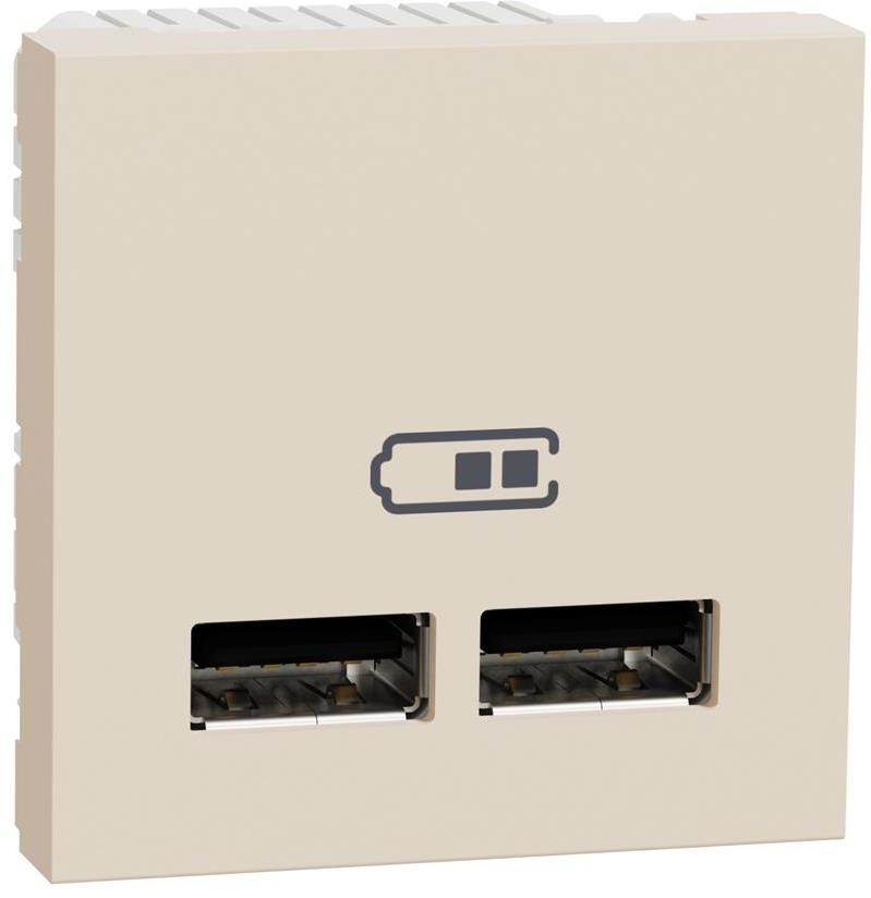 Розетка 2хUSB за зареждане тип A+A 2.1A 10.5W 2 мод. цвят Крем Unica SE