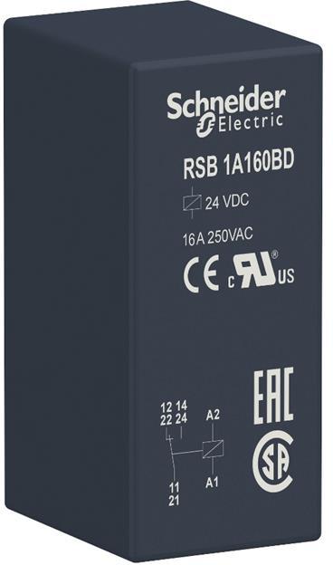 Реле интерфейсно RSB 24 VDC, 16A, 1 превключващ контакт, монтаж в цокъл SE