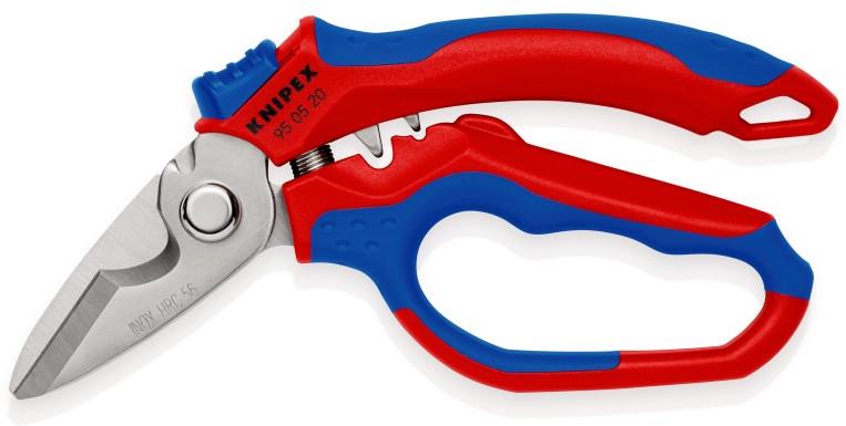 Ножици за рязане на кабел и кримпване, хромирани, синьо-червена ръкохватка 160мм, с отваряща пружина, Knipex