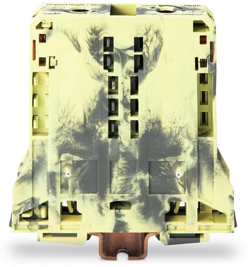 Редова клема ЖЪЛТО/СИВА 95мм2 БЕЗВИНТОВА със заземителна връзка към основата серия TOPJOB® S Wago