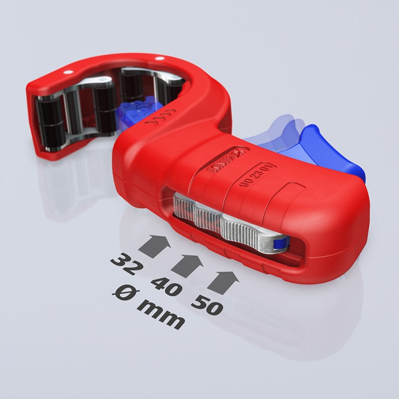 Инструмент за рязане на тръби DP50, Ø32-50мм, червена ръкохватка 202мм, Knipex