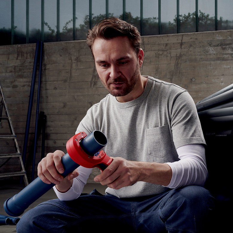 Инструмент за рязане на тръби DP50, Ø32-50мм, червена ръкохватка 202мм, Knipex