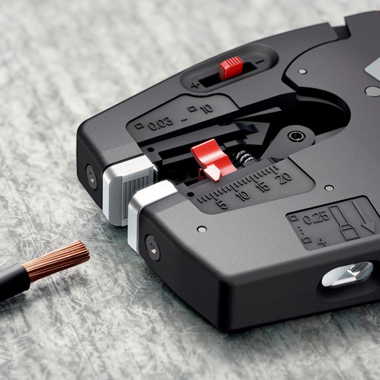 Клещи заголващи автоматични NexStrip, синьо-червена ръкохватка 190мм, Knipex