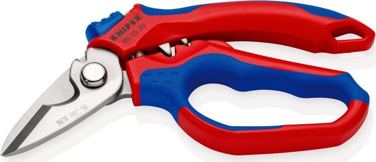Ножици за рязане на кабел и кримпване, хромирани, синьо-червена ръкохватка 160мм, с отваряща пружина, Knipex