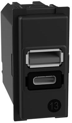 Розетка 2xUSB за зареждане тип A+C 3A 15W 1 мод. Living Now Bticino