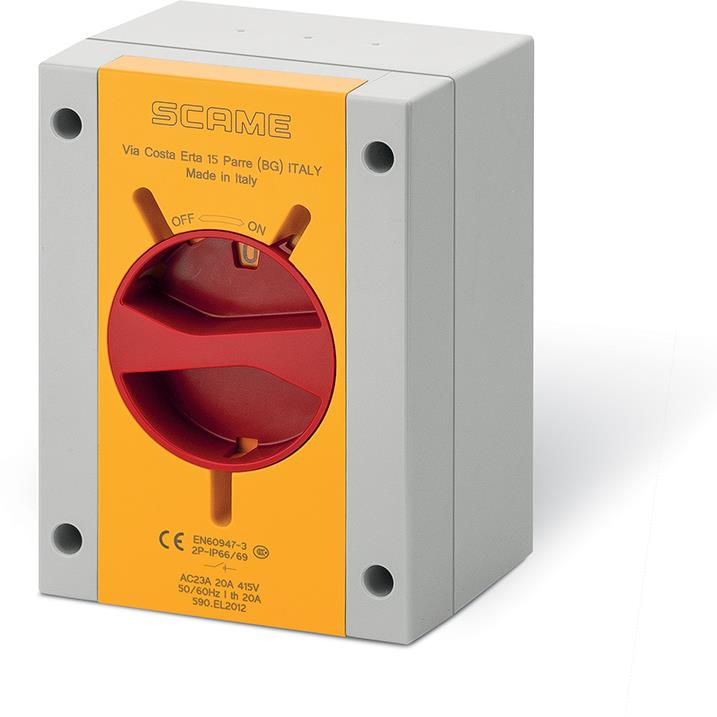 Пакетен прекъсвач Y1 32A 3P+N I-0 в кутия 110x150x87mm IP66 Isolators Scame