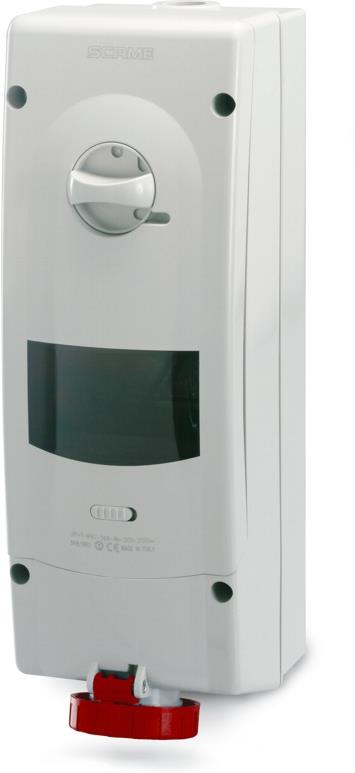 Промишлен контакт 3P+Е 32A IP66/67 с механична блокировка и 6 DIN модула серия Advance 2 Scame