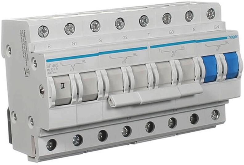 Ум шалтер I-0-II DIN монтаж SF463 63A 4P 400V 8 мод. Hager