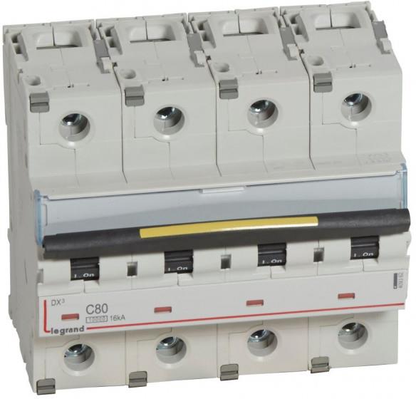 Автоматичен прекъсвач DX3 4P 80A крива С 10kA 6 мод. Legrand