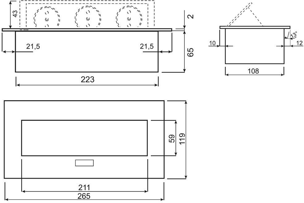 Мебелна кутия Pop-Up, с контакти 3х шуко, с кабел 1.5м, 227x112x65mm, цвят ЧЕРЕН, ORNO
