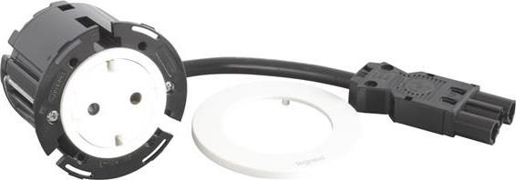 Модул за вграждане в бюро с 1х Шуко, GST18, Ø60mm, цвят БЯЛ, Incara Disq Legrand