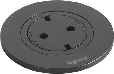 Модул за вграждане в бюро с 1х Шуко, кабел 2m, Ø60mm, цвят ЧЕРЕН, Incara Disq Legrand