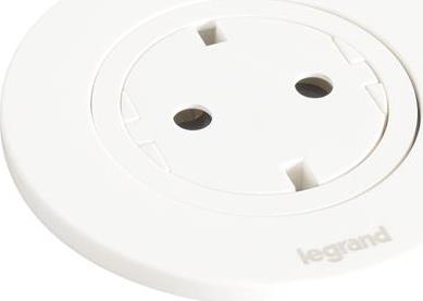 Модул за вграждане в бюро с 1х Шуко, кабел 2m, Ø60mm, цвят БЯЛ, Incara Disq Legrand