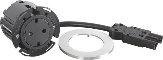 Модул за вграждане в бюро с 1х Шуко, GST18, Ø60mm, цвят ЧЕРЕН МЕТАЛ, Incara Disq Legrand