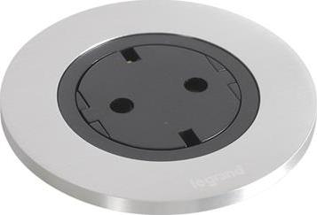 Модул за вграждане в бюро с 1х Шуко, кабел 2m, Ø60mm, цвят ЧЕРЕН МЕТАЛ, Incara Disq Legrand