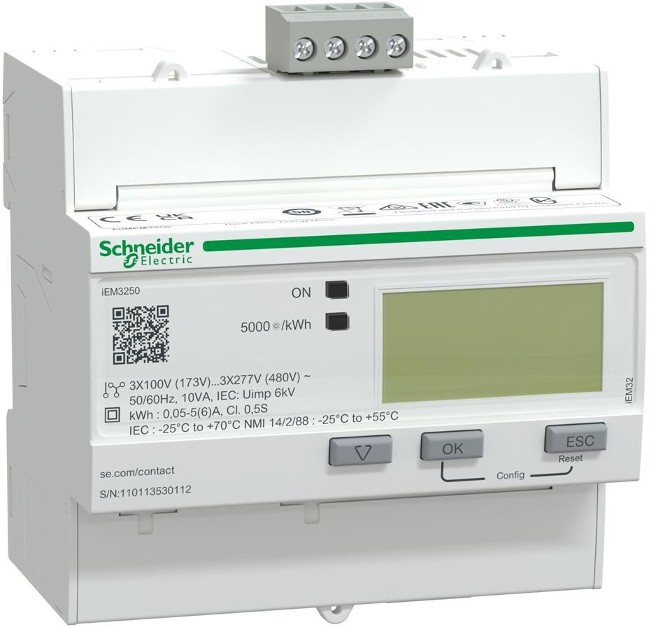 Трифазен мерител за ИНДИРЕКТНО мерене на ел. енергия Acti 9 iEM, Modbus, за DIN монтаж 5 мод, SE