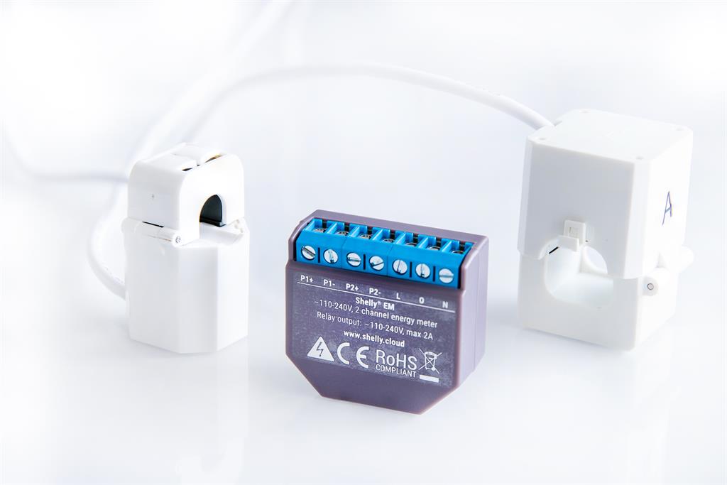 Микромодул Smart монофазен мерител 2х до 120A Shelly EM - 262207S