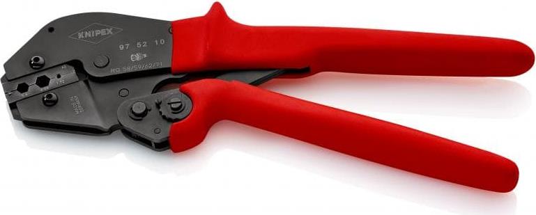 Клещи за кримпване на BNC конектори, закалени, синьо-червена ръкохватка 250мм, с пружина, Knipex