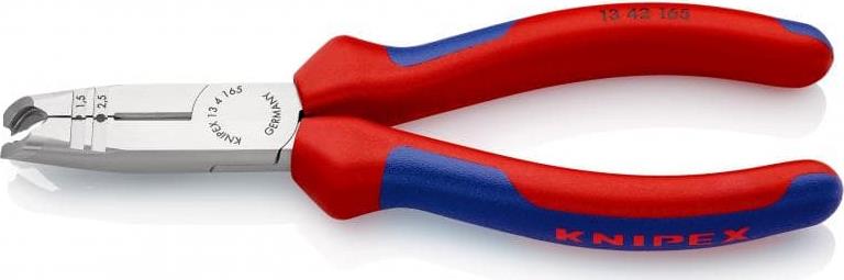 Клещи заголващи и резачки, изолация до Ø10мм, синьо-червена ръкохватка 165мм, Knipex