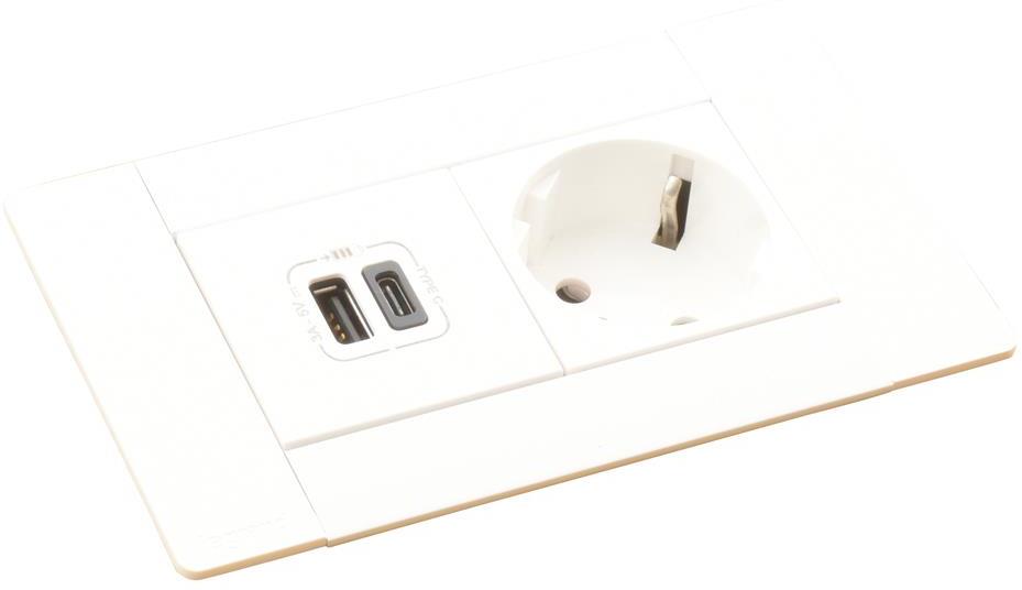 Мебелна кутия с 1х Шуко и USB тип A+C, кабел 2m, 134x80mm, цвят БЯЛ, Incara Multilink Legrand