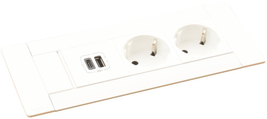 Мебелна кутия с 2х Шуко и USB тип A+C, кабел 2m, 202x80mm, цвят БЯЛ, Incara Multilink Legrand