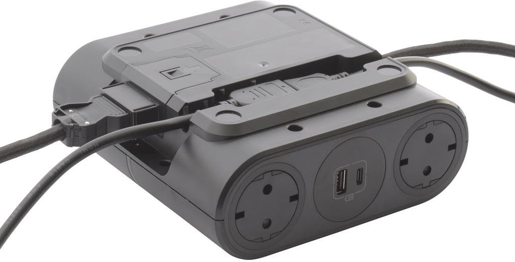 Разклонител 4x Шуко, USB тип A+C и HDMI 2m, кабел 2.5m и GST18, цвят ЧЕРЕН Incara Link'On Legrand