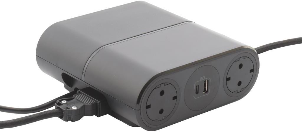 Разклонител 4x Шуко, USB тип A+C и HDMI 2m, кабел 2.5m и GST18, цвят ЧЕРЕН Incara Link'On Legrand