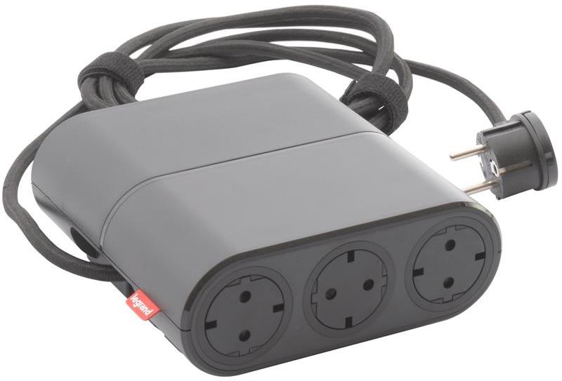 Разклонител 6x Шуко с кабел 2.5m цвят ЧЕРЕН Incara Link'On Legrand