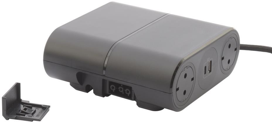 Разклонител 4x Шуко и USB тип A+C, удължител 1.5m с GST18, цвят ЧЕРЕН Incara Link'On Legrand