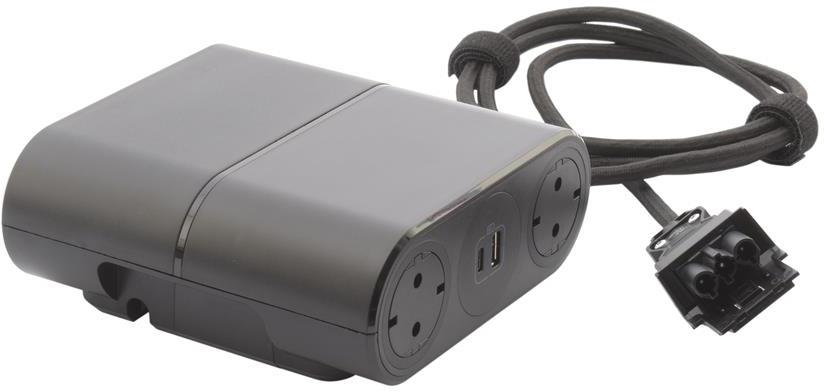 Разклонител 4x Шуко и USB тип A+C, удължител 1.5m с GST18, цвят ЧЕРЕН Incara Link'On Legrand