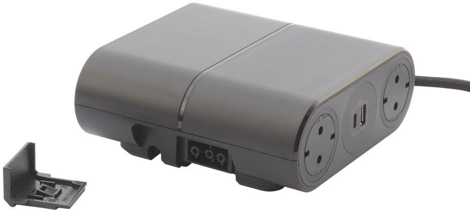 Разклонител 4x Шуко и USB тип A+C, кабел 2.5m и GST18, цвят ЧЕРЕН Incara Link'On Legrand