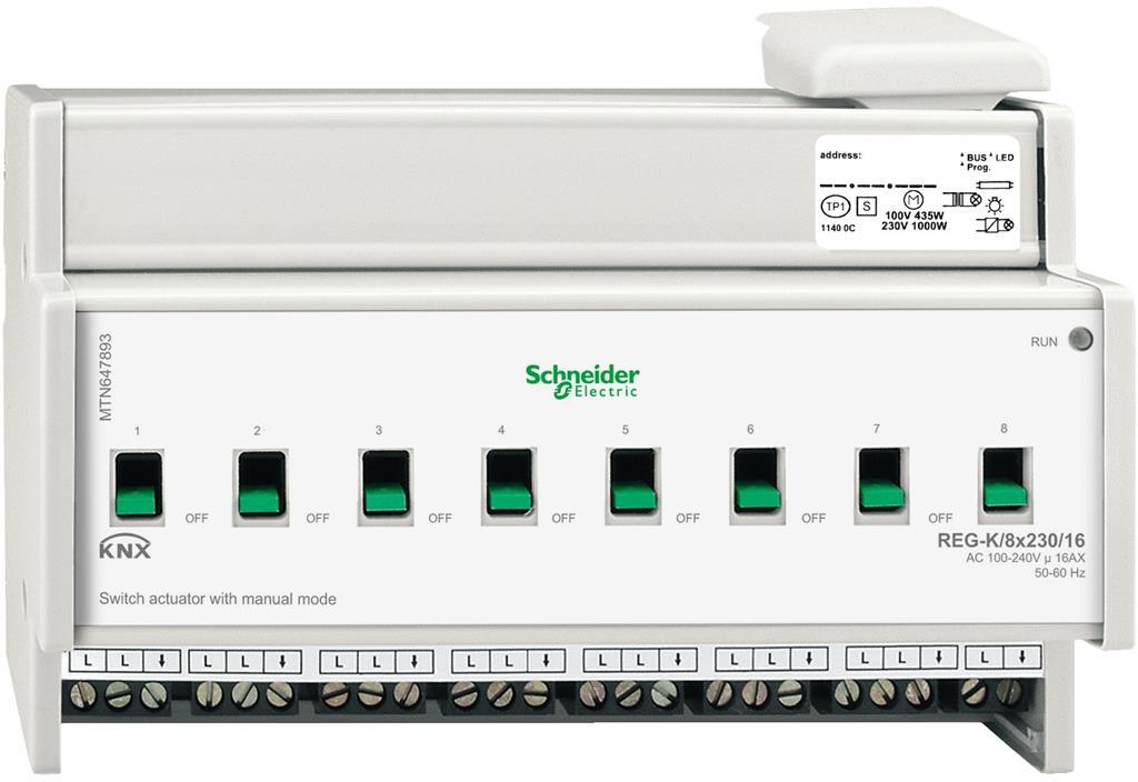 Актуатор изходи с ръчно управление REG-K 8х 230Vac 16A 8DIN KNX SE
