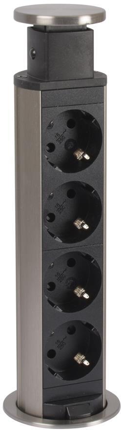Мебелна колона Pop-Up, с контакти 4х шуко, кабел 2m, Ø60mm, Incara Tower Legrand
