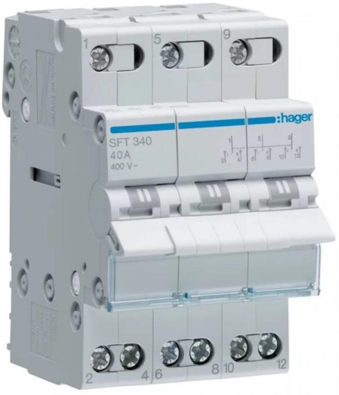 Ум шалтер I-0-II DIN монтаж SFT340 40A 3P 400V 3 мод. Hager