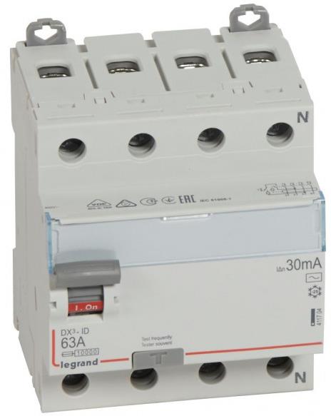 ДТЗ 4P 63A 30mА серия DX3 ID тип AC RN Legrand
