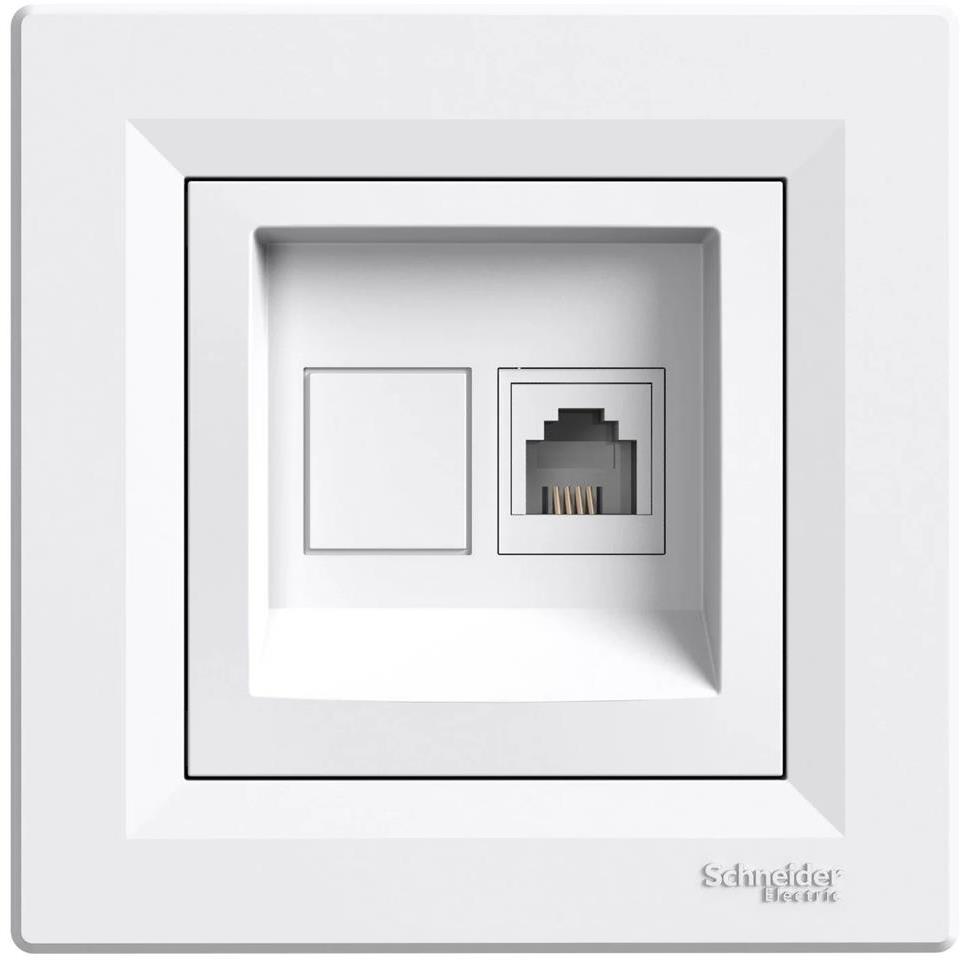 Розетка RJ11 моноблок цвят Бял Asfora SE