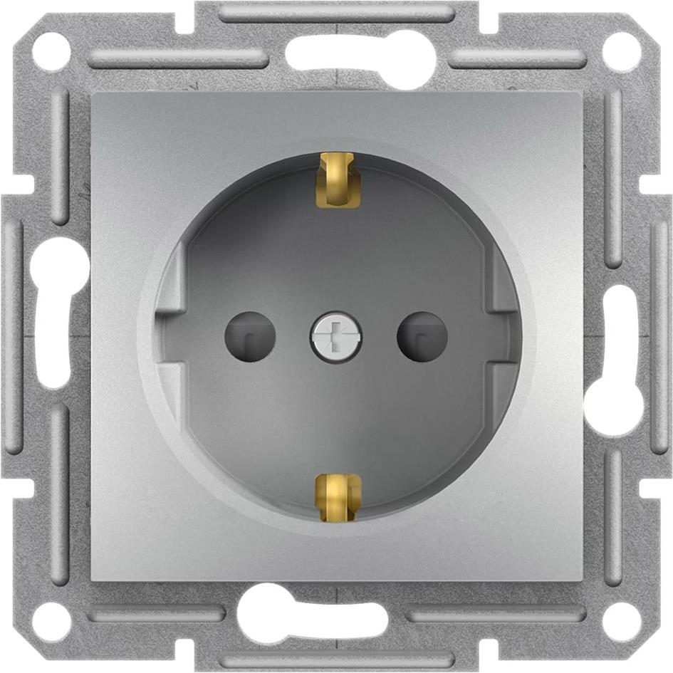 Контакт ШУКО 16A с детска защита цвят Алуминий Asfora SE