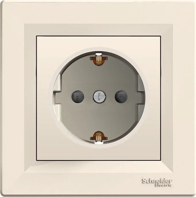 Контакт ШУКО 16A с детска защита моноблок цвят Крем Asfora SE