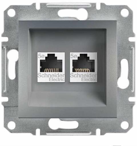 Розетка 2xRJ45 UTP cat.5e цвят Стомана Asfora SE