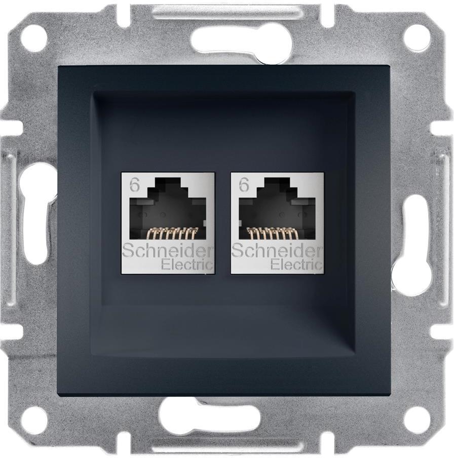 Розетка 2xRJ45 UTP cat.6 цвят Антрацит Asfora SE